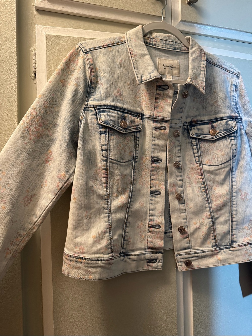 Light Wash Floral Denim Jacket